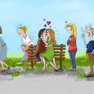 Emotionen_ Auftragsarbeit Myriam Schmegner: kognitive Verhaltenstherapie - Auftragsarbeit: Darstellng verschiedener Emotionen auf küssendes Paar. Wut, Trauer, Freude, Scham
für https://www.myriamschmegner.de/
